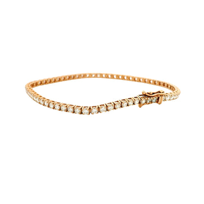 14k Rose Gold 3.32ctw Round Brilliant Diamond Tennis Bracelet — macro detail of the clasp
