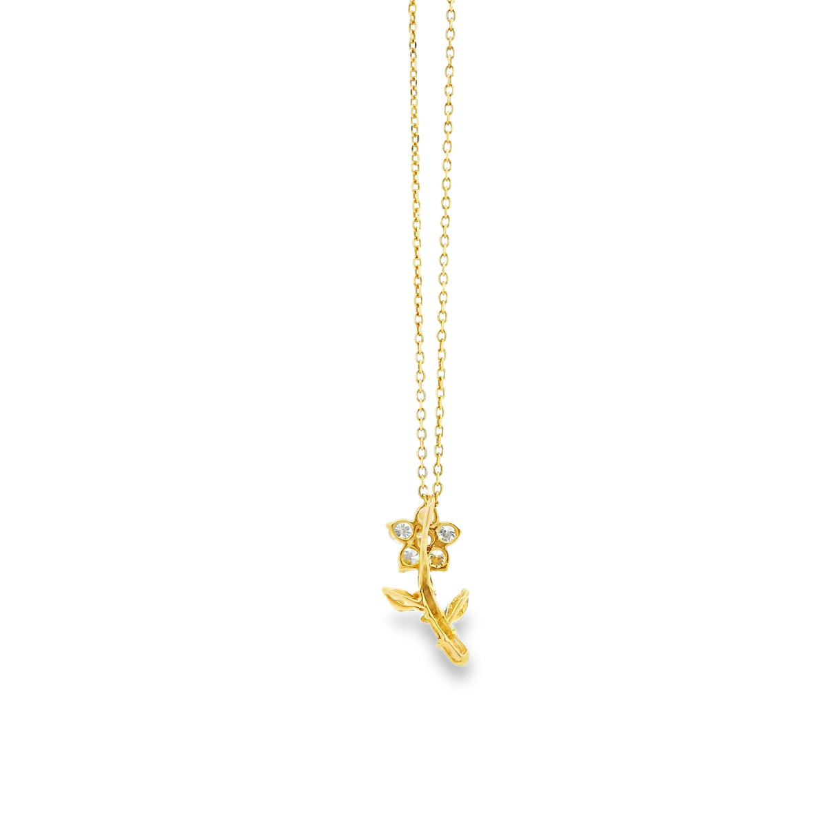 14k Yellow Gold 0.37ctw Natural Diamond Pavé Flower Pendant Necklace — macro detail of the centerpiece