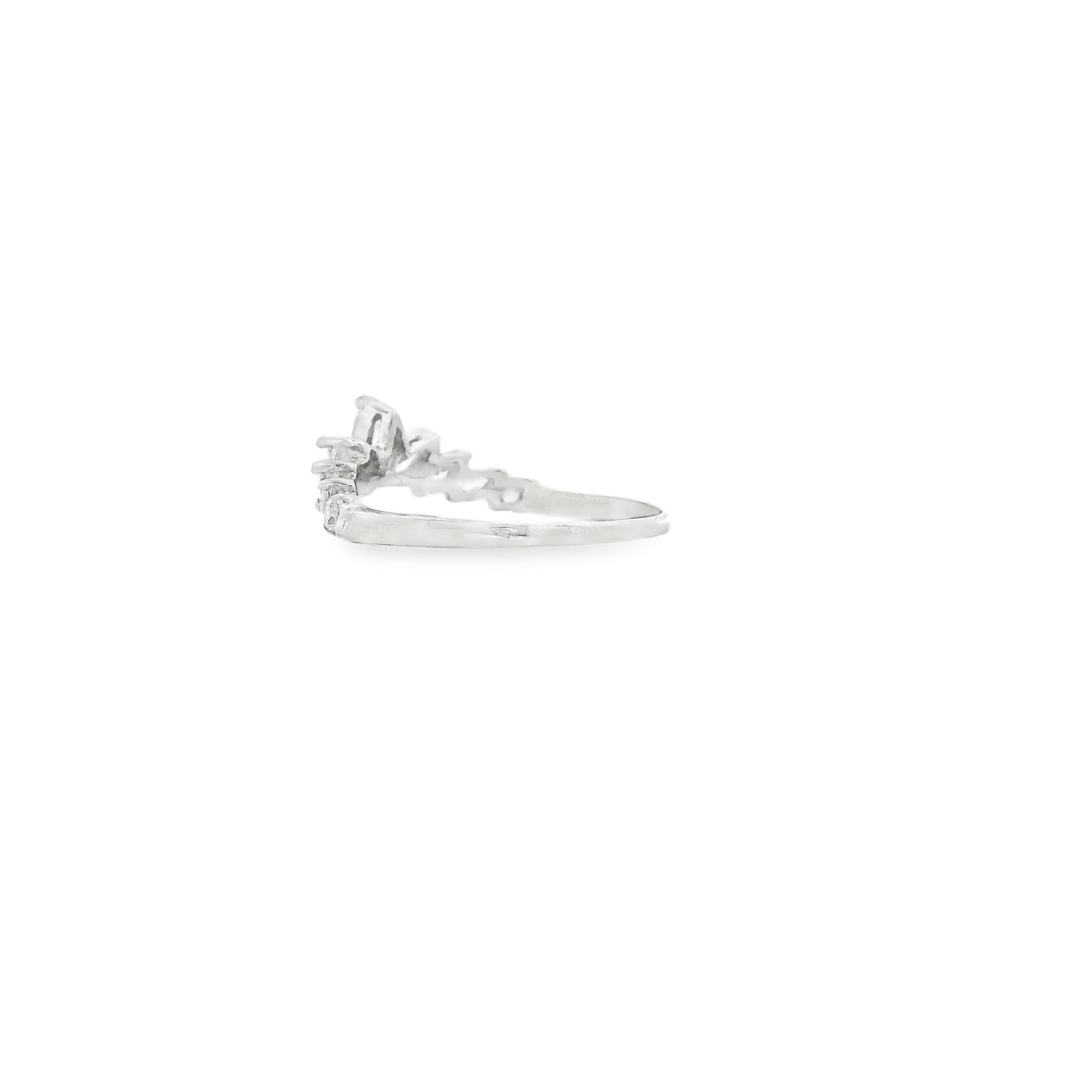 14k White Gold 0.18ctw Marquise Diamond Crown Ring — macro detail of the stones