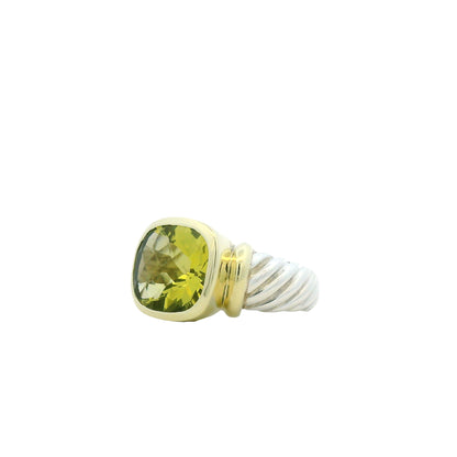 David Yurman 14k Yellow Gold & Sterling Silver Albion Lemon Citrine Ring — macro detail of the stones