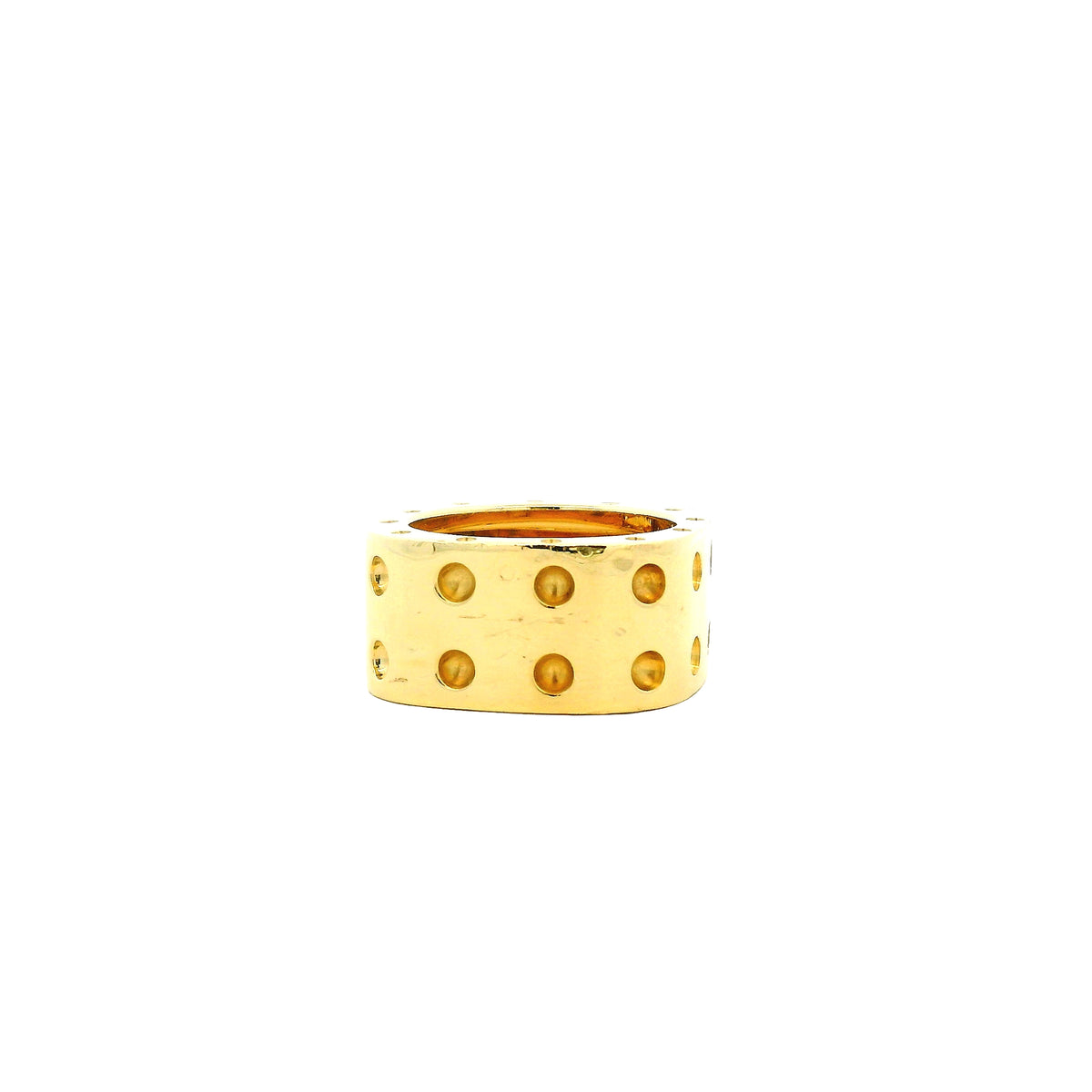 Roberto Coin 18k Yellow Gold Pois Moi Double Row Diamond Ring — macro detail of the stones