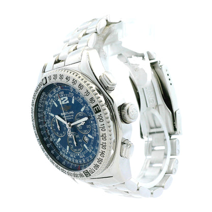 Breitling A42362 Stainless Steel Blue Chronograph Dial Watch — macro detail of the dial