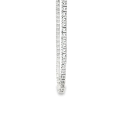 14k White Gold 7.13ctw Round Brilliant Diamond Tennis Necklace 18" — macro detail of the centerpiece