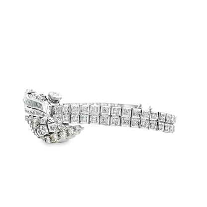 Hamilton Vintage 14k White Gold Diamond Cocktail Ladies Watch — macro detail of the dial