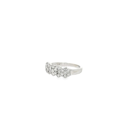 14k White Gold 2ctw Round Diamond Cluster Pavé Cocktail Ring — macro detail of the stones