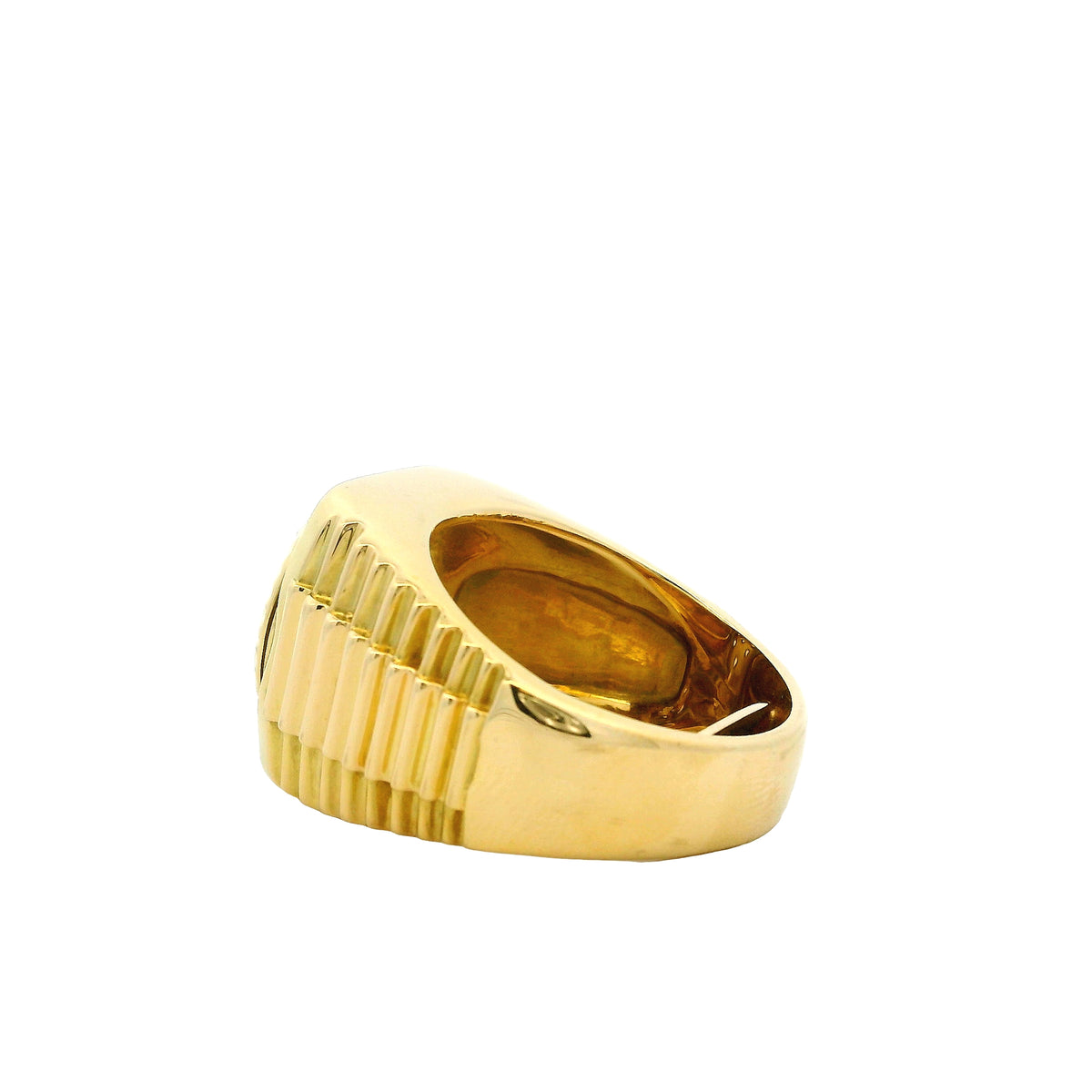 18k Yellow Gold 2.3ctw Round Brilliant Diamond Men's Cluster Ring — side profile showing the band