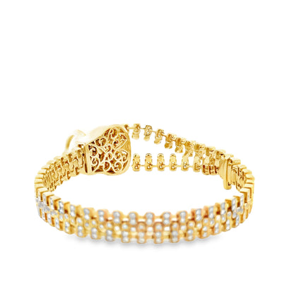 18k Yellow Gold 4.19ctw Round Brilliant Diamond Zipper Bracelet — side profile