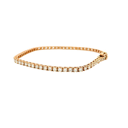 14k Rose Gold 3.32ctw Round Brilliant Diamond Tennis Bracelet — side profile
