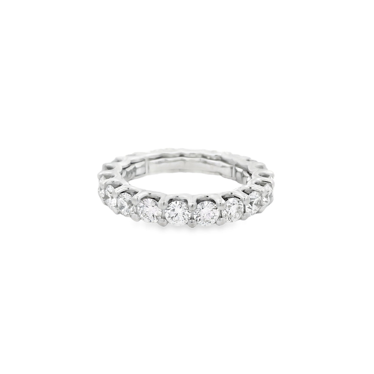 14k White Gold 2.80ctw Round Brilliant Diamond Eternity Ring — side profile showing the band