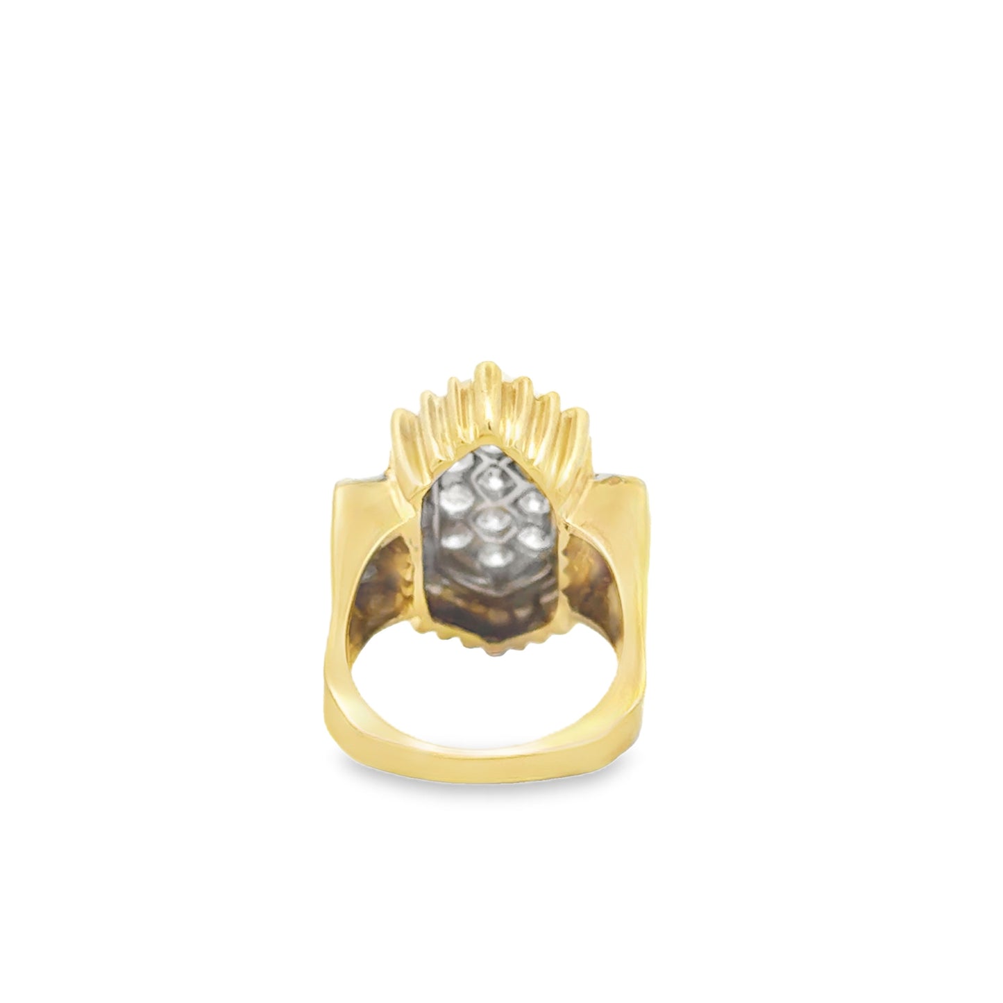 14k Two-Tone Gold 0.51ctw Round Brilliant Diamond Cluster Ring — side profile showing the band