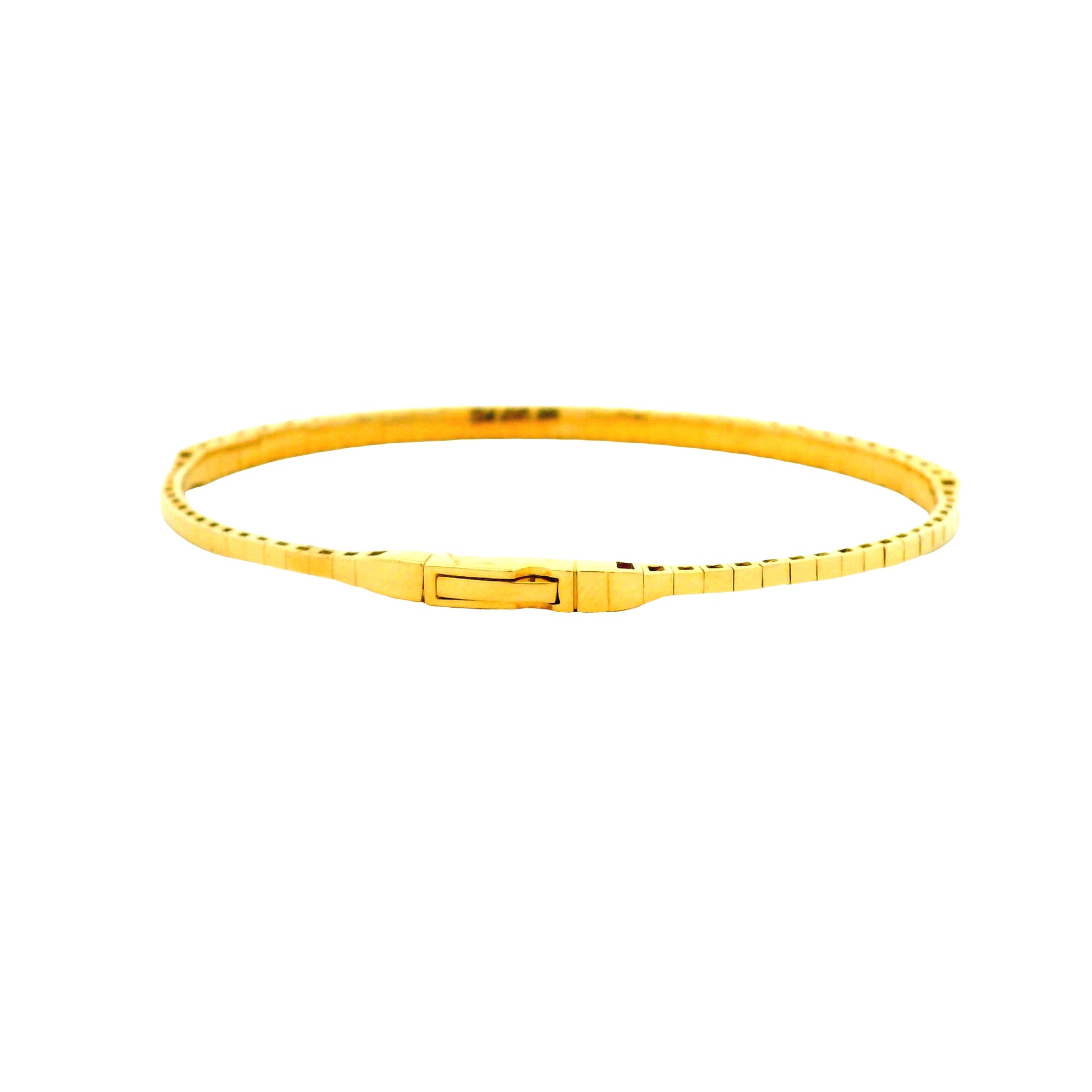 14k Yellow Gold 5.80ctw Round Brilliant Diamond Halfway Bangle Bracelet — side profile