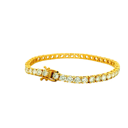 14k Yellow Gold 9.70ctw Round Brilliant Natural Diamond Tennis Bracelet — side profile