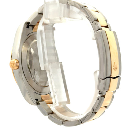 Rolex 116333 Datejust II 41mm Wimbledon Roman Dial Two-Tone Watch — side profile showing case thickness