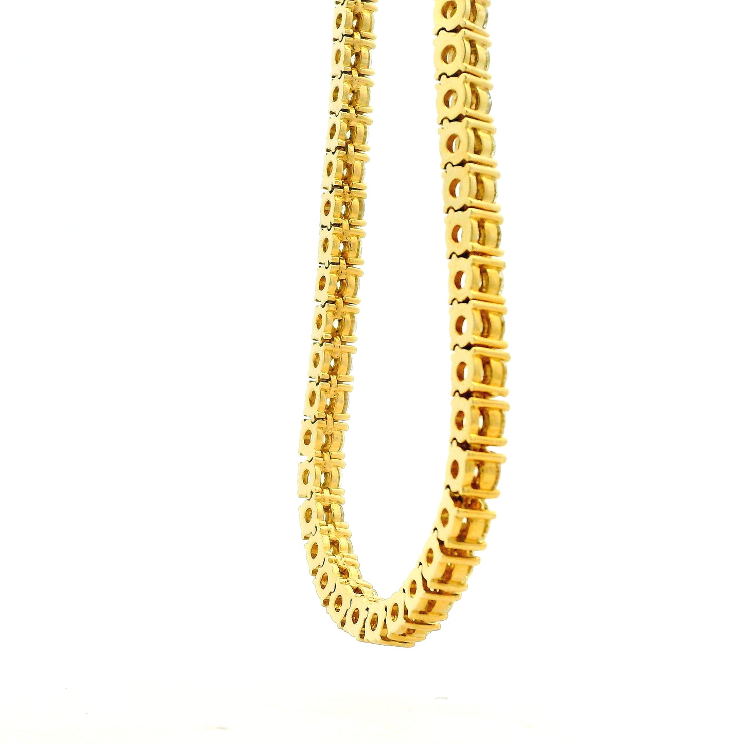 14k Yellow Gold 35.45ctw Round Diamond 4-Prong Tennis Necklace 22" — clasp detail