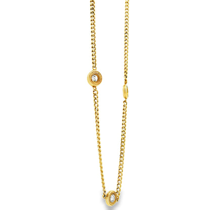 18k Yellow Gold 0.30ctw Round Brilliant Diamond Bezel Set Curb Chain Necklace — clasp detail