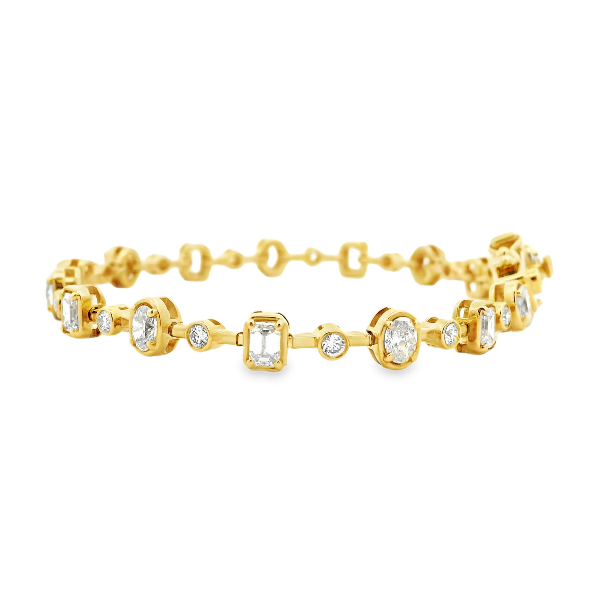 14k Yellow Gold 3.58ctw Mixed Cut Diamond Tennis Bracelet — side profile