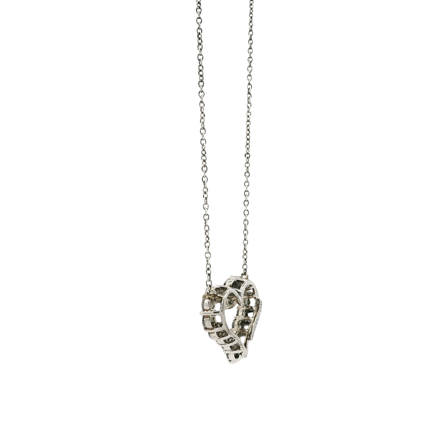 Tiffany & Co. Platinum 0.54ctw Round Brilliant Diamond Open Heart Pendant Necklace 16" — clasp detail