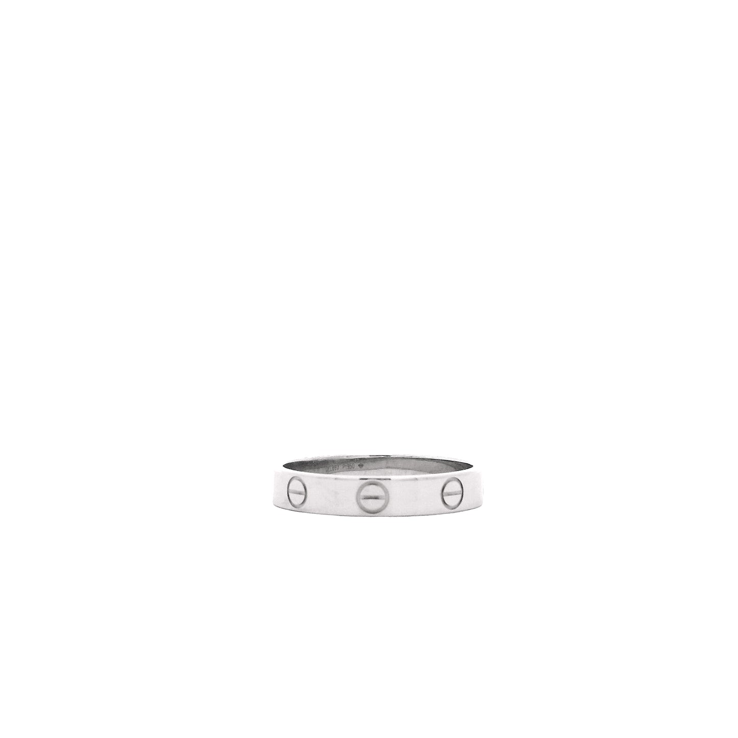 Cartier Platinum Love Ring with Papers — side profile showing the band