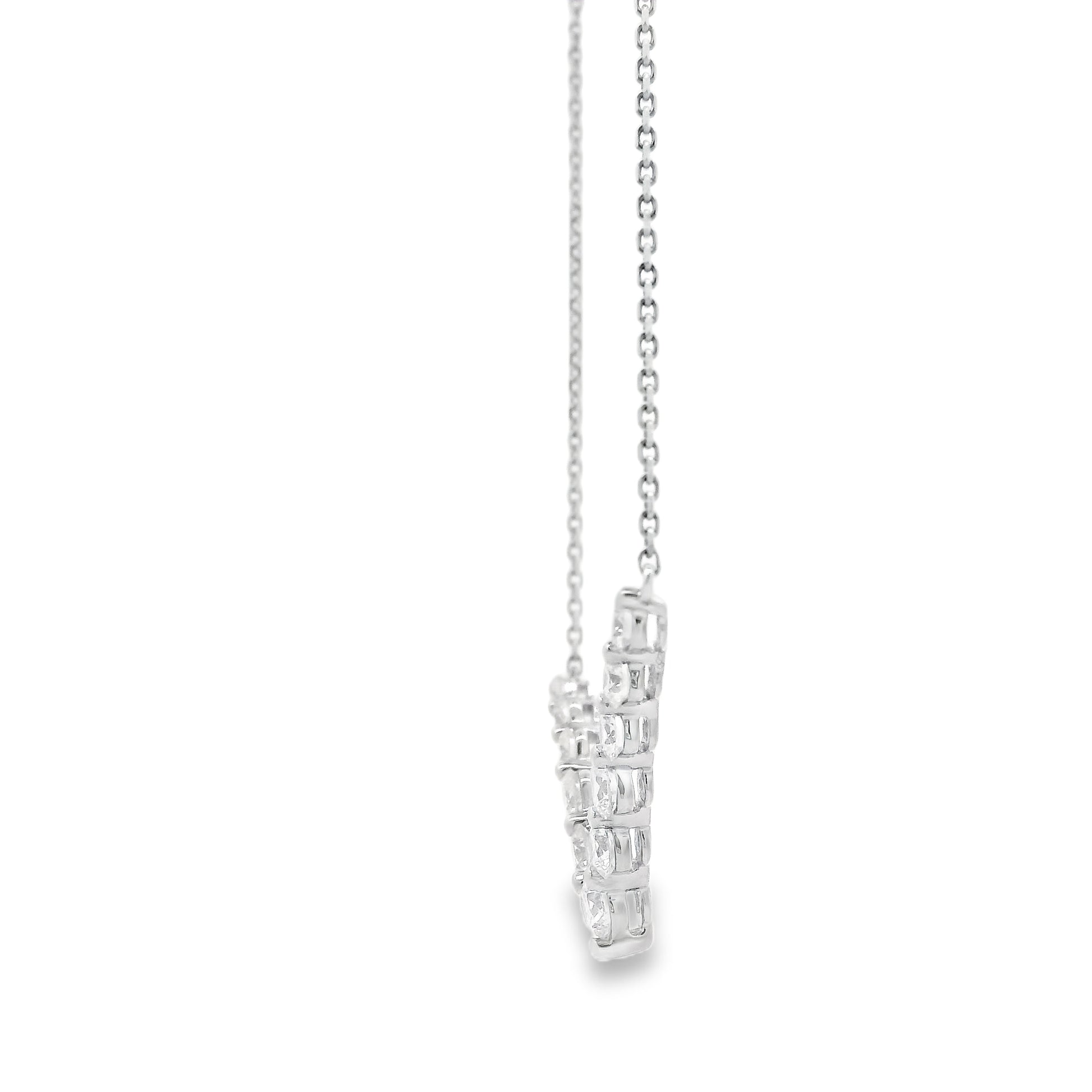 18k White Gold 1.32ctw Round Brilliant Diamond V-Shaped Necklace — clasp detail