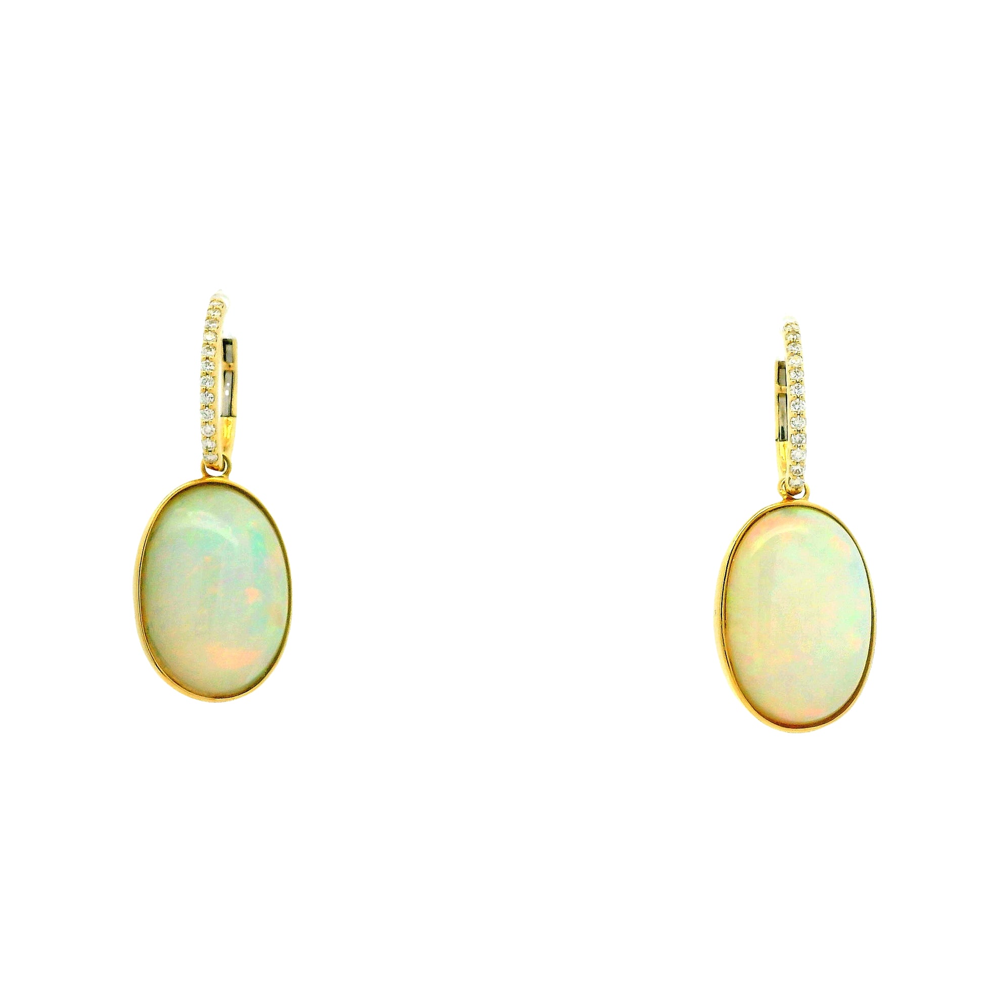 14k Yellow Gold 16.61ct Opal and 0.25ctw Diamond Earrings — side profile