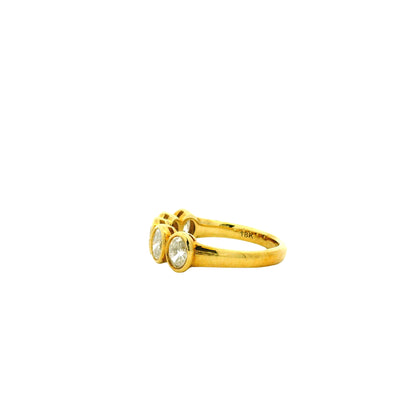 18k Yellow Gold 1.55ctw Oval Cut Natural Diamond Bezel Set Band Ring — side profile showing the band