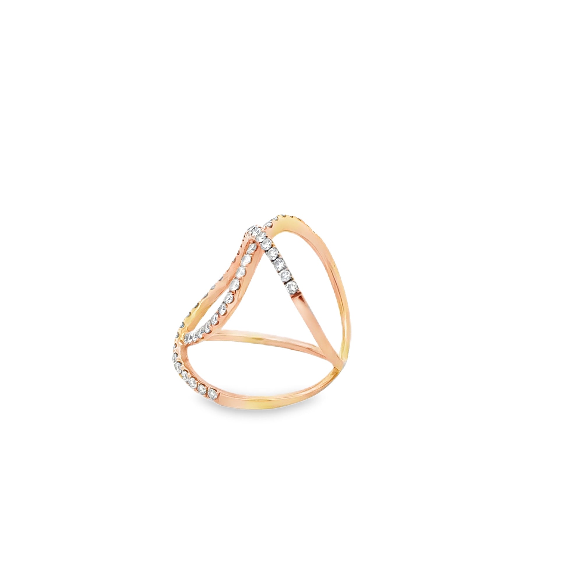 18k Rose Gold 0.82ctw Round Diamond Pavé Cocktail Ring — side profile showing the band