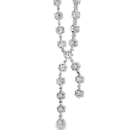 18k White Gold 20.00ctw Natural Round Brilliant Diamond Cluster Drop Necklace 17" — clasp detail