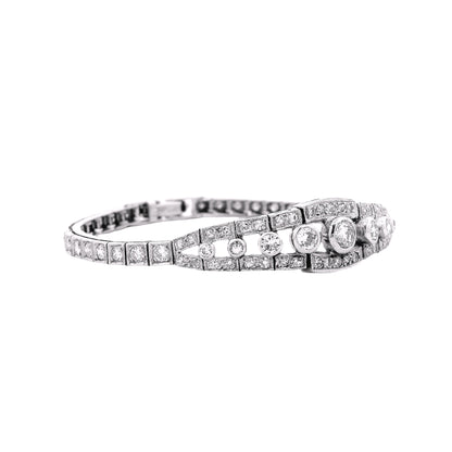 14k White Gold 2.50ctw Round Brilliant Diamond Art Deco Cluster Bracelet — side profile