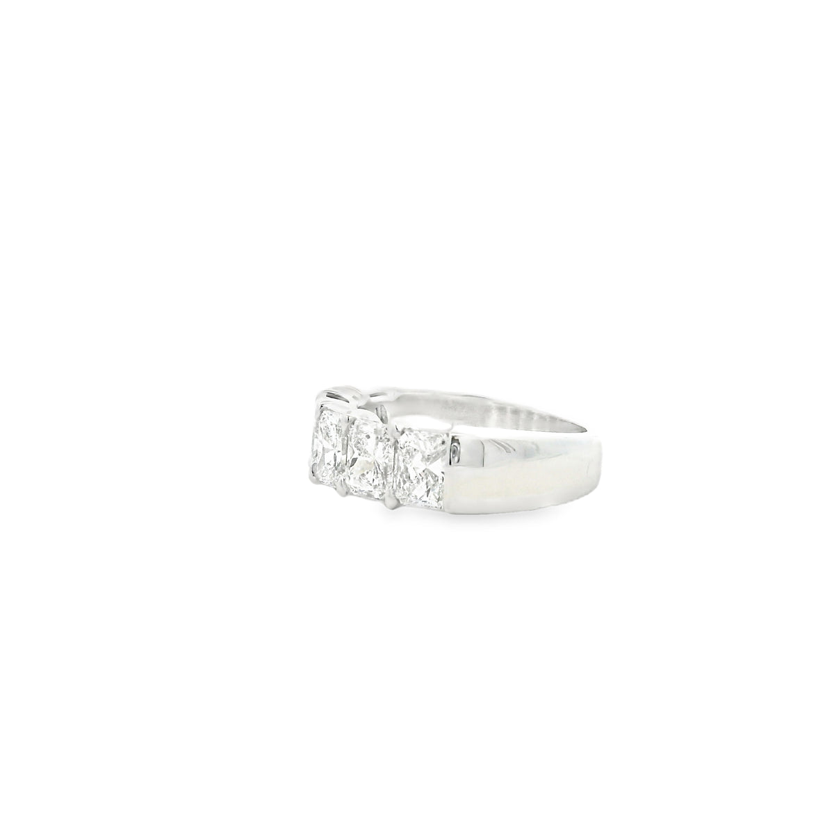 Platinum 3.03ctw Radiant Cut Diamond Half-Eternity Wedding Band Ring — side profile showing the band