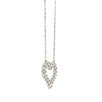14k White Gold 2.00ctw Round Brilliant Diamond Pavé Heart Pendant Necklace — clasp detail