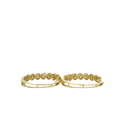 10k Yellow Gold 1.40ctw Bezel-Set Round Diamond Hoop Earrings — side profile showing the band