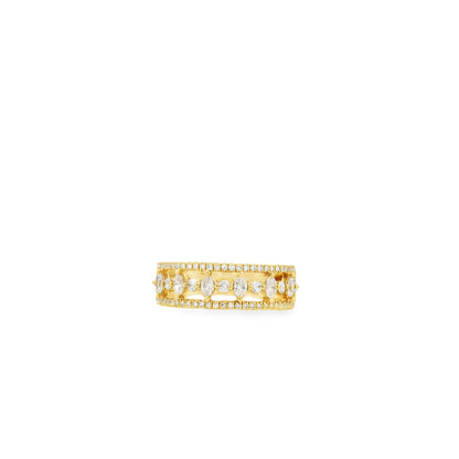 14k Yellow Gold 0.29ct Round Brilliant and 0.23ct Marquise Diamond Multi-Row Band Ring — side profile showing the band