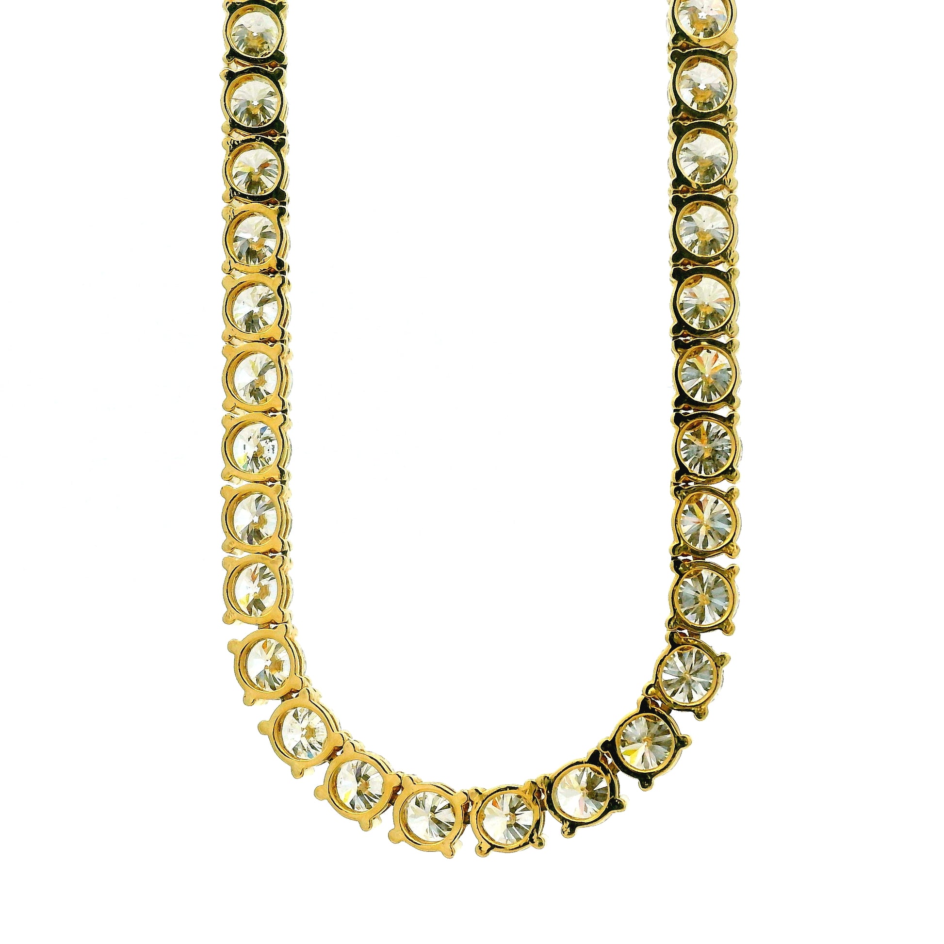 14k Yellow Gold 41.15ctw Round Brilliant Diamond Tennis Necklace 17" — clasp detail