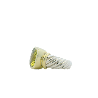 David Yurman 14k Yellow Gold & Sterling Silver Albion Lemon Citrine Ring — side profile showing the band