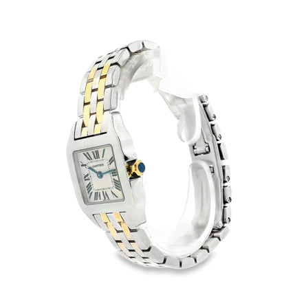 Cartier Santos 2698 Two-Tone White Dial Ladies Bracelet Watch — side profile showing case thickness