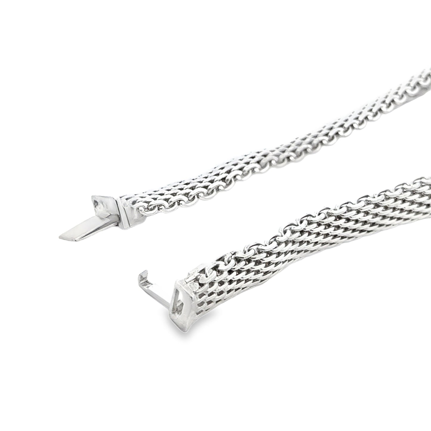 Tiffany & Co Sterling Silver Somerset Mesh Necklace 17" — side profile showing the band