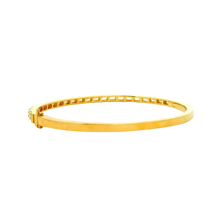 14k Yellow Gold 3.14ctw Emerald Cut Diamond Bangle Bracelet — side profile