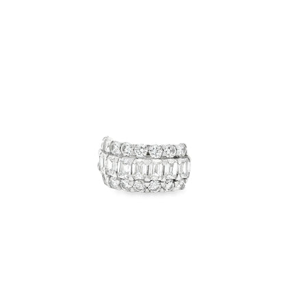 14k White Gold 5.09ctw Round and Baguette Cut Lab-Grown Diamond Three-Row Fashion Band — side profile showing the band