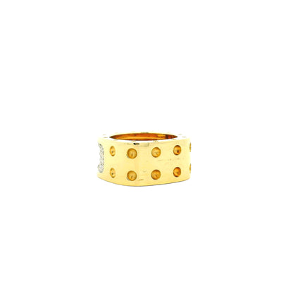 Roberto Coin 18k Yellow Gold Pois Moi Double Row Diamond Ring — side profile showing the band