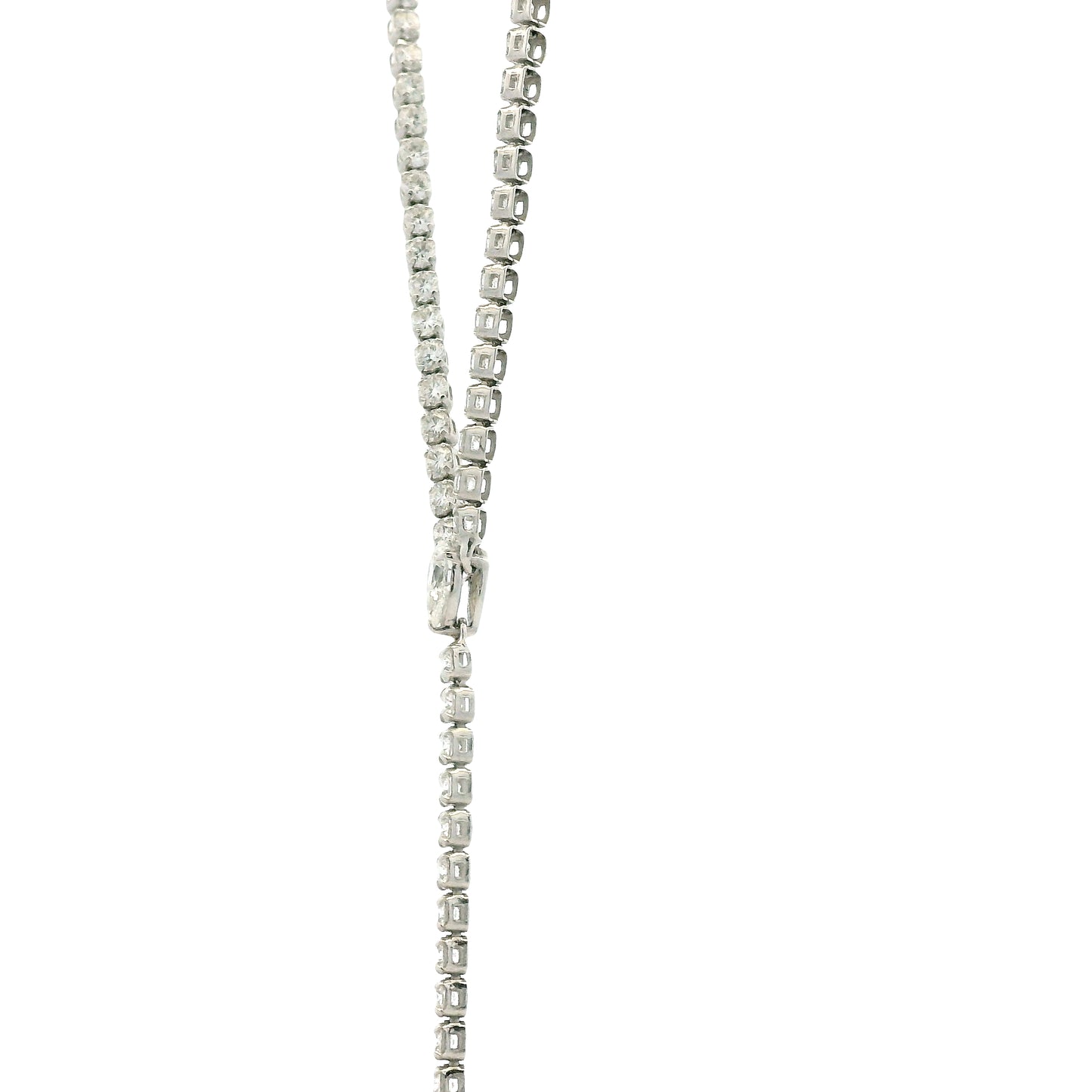 14k White Gold 7.209ctw Round Brilliant & Pear Lab Grown Diamond Tennis Necklace with Drop 18" — clasp detail