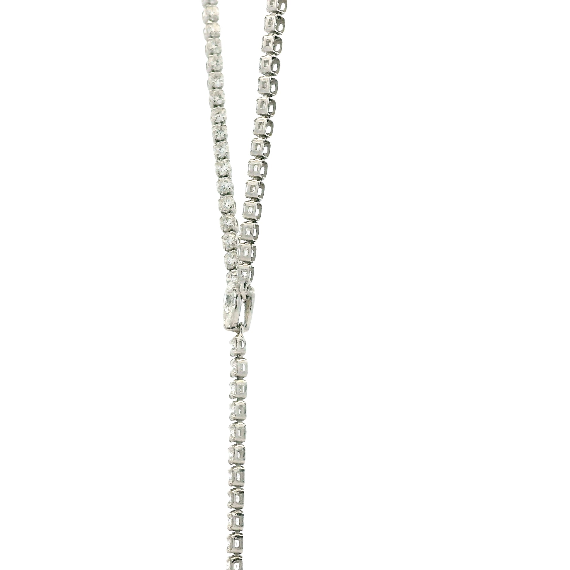 14k White Gold 7.209ctw Round Brilliant & Pear Lab Grown Diamond Tennis Necklace with Drop 18" — clasp detail