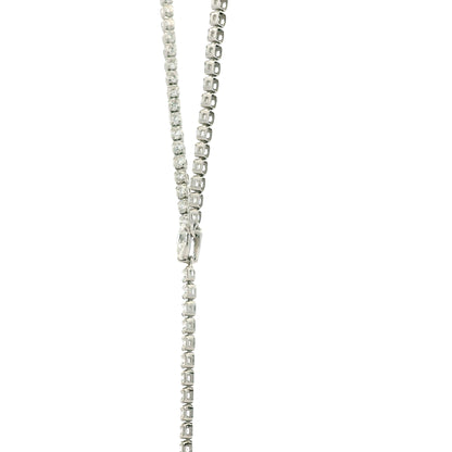 14k White Gold 7.209ctw Round Brilliant & Pear Lab Grown Diamond Tennis Necklace with Drop 18" — clasp detail