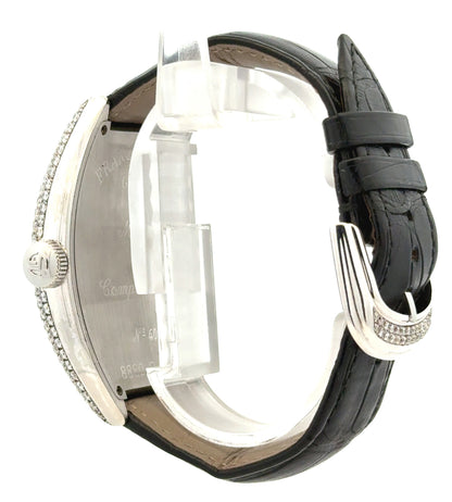 Franck Muller Casablanca 8880 Stainless Steel Diamond Dial & Bezel Black Leather Strap… — side profile showing case thickness