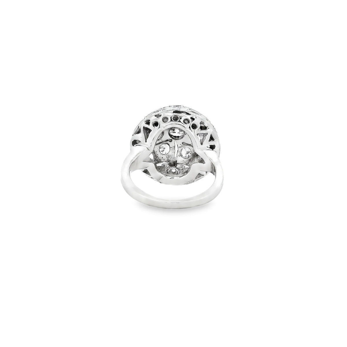 14k White Gold Approx 2ctw Round Brilliant Diamond Cluster Cocktail Ring — side profile showing the band