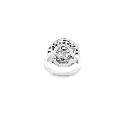 14k White Gold Approx 2ctw Round Brilliant Diamond Cluster Cocktail Ring — side profile showing the band