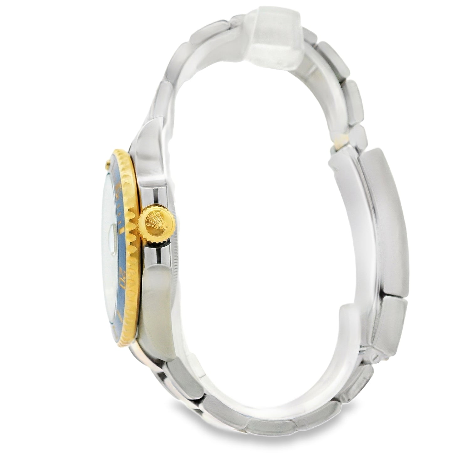 Rolex 116613LB Submariner 40mm Blue Dial Two-Tone Oyster Bracelet Watch — side profile showing case thickness