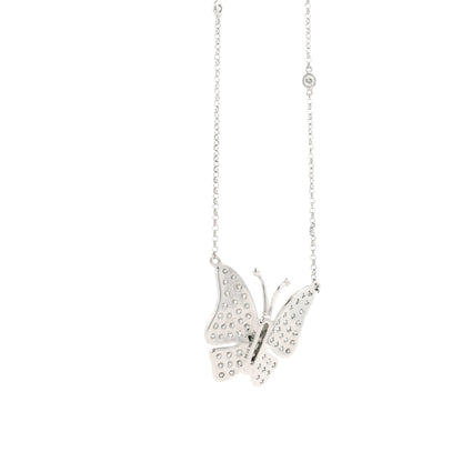 18k White Gold 1.04ctw Round Brilliant Diamond Butterfly Pendant Necklace — clasp detail