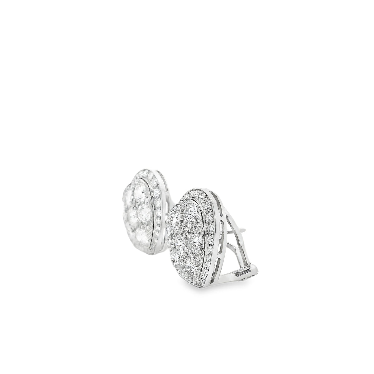Platinum 8.00ctw Round Brilliant Diamond Heart Shape Cluster Earrings — side profile