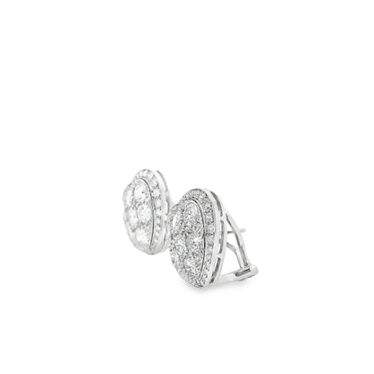 Platinum 8.00ctw Round Brilliant Diamond Heart Shape Cluster Earrings — side profile
