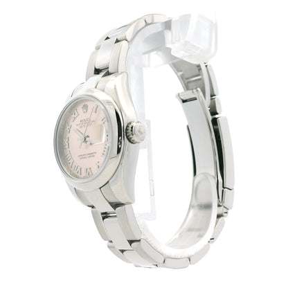 Rolex 179160 Lady-Datejust 26mm Pink Dial Stainless Steel Watch — side profile showing case thickness